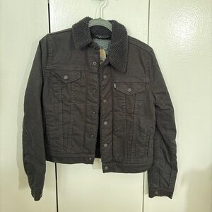 Black Denim Jacket with Sherpa Lining